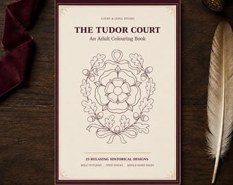 Tudor Adult Colouring Book: 25 Printable Historical Designs, A4 Digital PDF