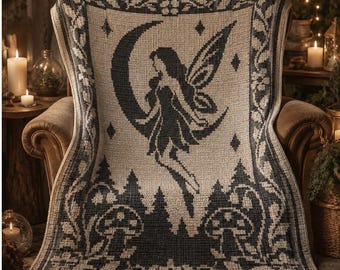 Fairy Moon Overlay Mosaic Crochet Blanket Pattern, Enchanted Woodland PDF