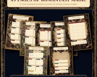 Romantasy Book Annotation Kit, 49-Page Printable Reading Journal, Fantasy Book Tracker PDF
