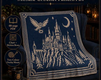 Enchanted Owl Wizard Castle Mosaic Crochet Blanket Pattern (PDF)