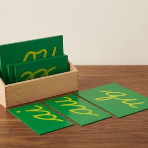 Montessori Sandpaper Double Letters Cursive Phonics Reading Materials Language Learning