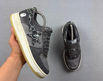 Bape sta 1 black gray leather sneakers size 42 / 26.5cm