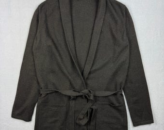 Cárdigan de punto marrón con cinturón de Max Mara, talla S, de lana angora.