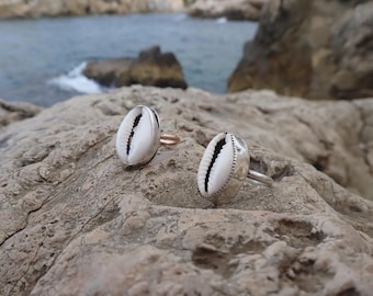 Cowrie Shell Sterling Silver Ring