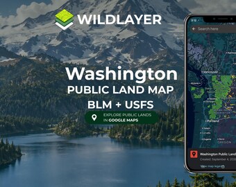 Mappa dei terreni pubblici dello Stato di Washington / Sovrapposizione di Google Maps con BLM e USFS