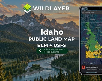 Mappa dei terreni pubblici dell'Idaho / Sovrapposizione di Google Maps con BLM e USFS