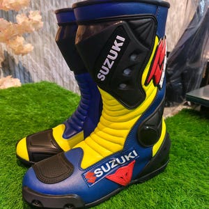 Botas de moto Suzuki Professional Racing – Botas de montar de cuero de primera calidad
