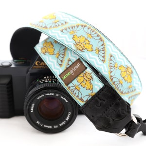 The Santa Fe Blue Camera Strap with Quick Release Buckles -- 1.5 inches wide -- Native Pattern Camera Strap