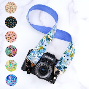 Designer Camera Strap | 1.5&quot; / 1 &quot; wide | 8 Cotton Fabrics to choose from | Custom Camera Strap | Feminine Camera Strap