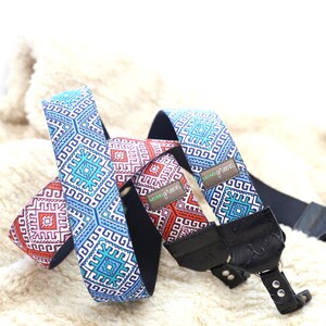 The Hapi in Red Camera Strap with Native Pattern and Quick Release Buckles 1.5 inches wide image 4