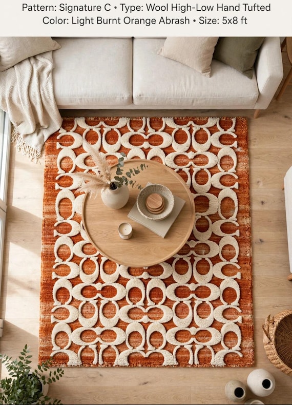 Handmade woolen rug   Modern design high low pile