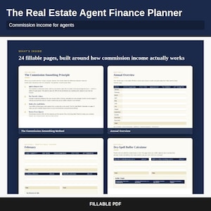 Commission Cash Flow Planner, Real Estate Sales Rep Budget Tracker, Digital Download (Fillable PDF)
