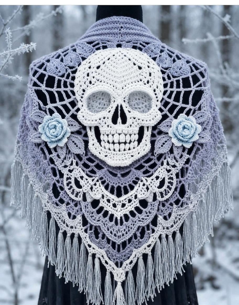 Skull shawl pattern crochet - Etsy 日本