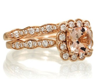 18K Rose Gold 6mm Cushion Cut Diamond Halo Vintage Style Design Engagement Stackable Bridal Gemstone Anniversary Ring