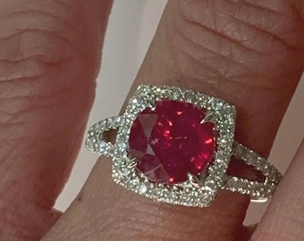 Natural Ruby and Diamond Ring
