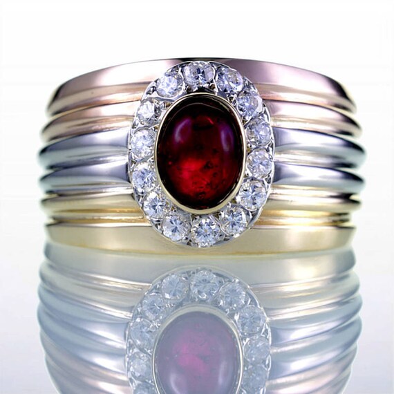 Tri Colored Gold Ruby and Diamond Men or Ladies R… - image 1