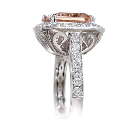 8.68 Carat Oval Morganite and Diamond Rose Gold Halo Ring – Imperial  Jewellery