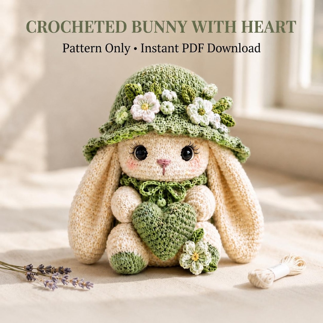 Crochet Boy Rabbit Pattern Crochet Bunny Pattern Bunny With Heart Crochet Bunny Easter Boho Rabbit ...