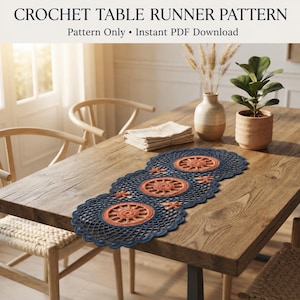Table Runner Pattern Coffee Table Runner Dining Table Decor Cute Table Mat Crochet Handmade PDF