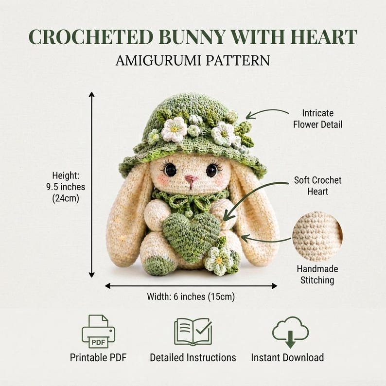 Crochet Boy Rabbit Pattern Crochet Bunny Pattern Bunny With Heart Crochet Bunny Easter Boho Rabbit ...