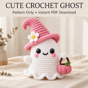 Virkat spöke Sött amigurumi-spöke Enkelt virkat spöke Halloween-spöke PDF digital nedladdning