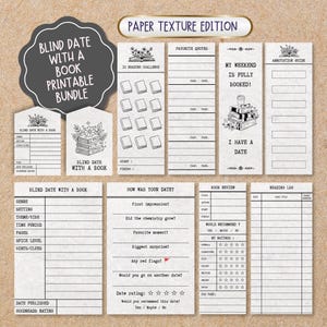 May include: A printable bundle of reading tracker inserts on textured paper. Includes forms for book reviews, reading logs, favorite quotes, and a 12 reading challenge. Features black line art illustrations of books, flowers, and coffee cups.