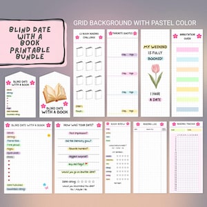 Puede incluir: Un conjunto imprimible de páginas de planificador de lectura con fondo de cuadrícula y detalles en colores pastel. Incluye rastreadores para reseñas de libros, registros de lectura, citas favoritas y un reto de 12 libros, decorado con flores.