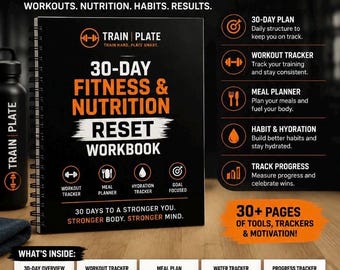 30-Day Fitness & Nutrition Reset Workbook | Workout, Meal, Habit Tracker (PDF)