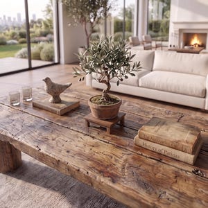 Handmade 7cm Thick Reclaimed Wood Coffee Table, Rustic Farmhouse Centerpiece, Wooden Furnitures for Houses
