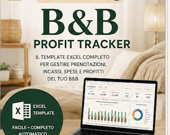 B&B Profit Tracker Excel | Template Gestione Affitti Brevi | Dashboard Ricavi Spese Utile | Airbnb Booking | Italian Excel Template
