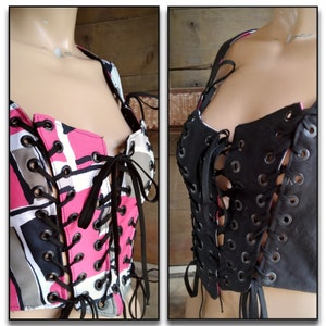 Black and or Pink Corset, Adjustable Sizes 0-6  Burlesque, Reversible, Renaissance Bodice