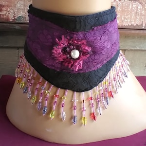 Purple Neck Corset, Choker, or, Head dress, Head piece. Versatile