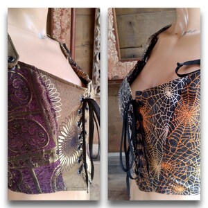 Halloween Corset, Bodice, Bustier, Vest, Reversible, Renaissance Boho Size 4