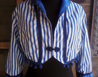 White and Blue striped Bolero, Short Jacket, Shrug