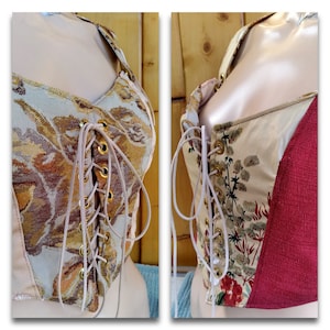 Blattgold Korsett, Mieder, Bustier, Weste, zwei in eins, Wendekleid, Renaissance Boho Größe 4