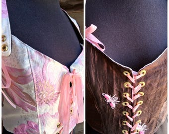 Brown Bodice, Pink Corset Small size