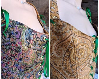 Gold or Jewel colors Reversible Bodice. Corset, XL Size