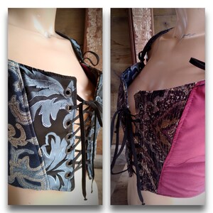 Ink blue Corset, Bodice, Bustier, Vest, Reversible, Renaissance Boho Size 2