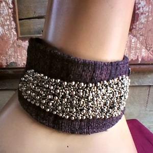 Maroon Neck Corset, Choker, or, Head dress, Head piece. Versatile
