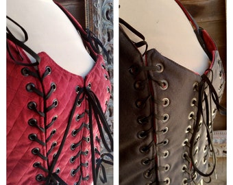 Red Corset or Black Bodice ,Renaissance Corset, Reversible 8 in 1 , Size 14