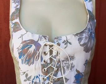 Corset- Bodice- Short vest - Bustier -Pixie Fairy wear- Lace up, Sexy Wedding Corset, Size 6