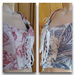 Corset, Bodice, Bustier, Vest, Two in one, Reversible, Renaissance Boho Size 6