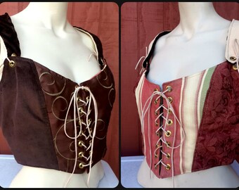 Corset/Bodice/Bustier/Vest/ Waist coat/ Two in one, Reversible, Renaissance/Boho/ Wench/ Size 8