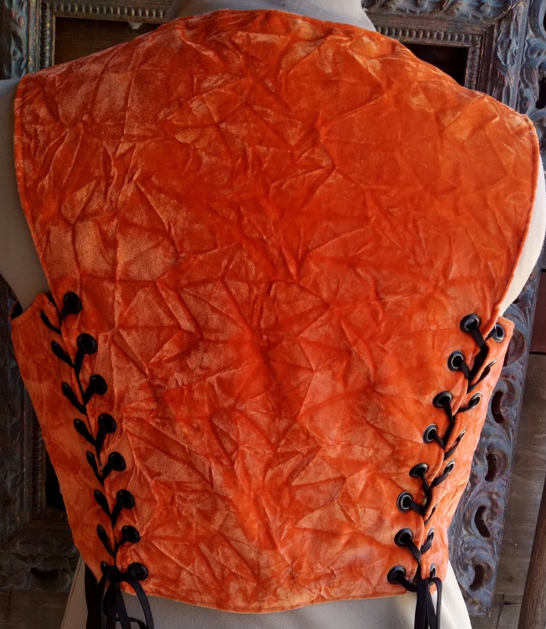Orange Corset, Black Bodice Halloween corset ,Reversible 8 in 1 , Size 14 image 4