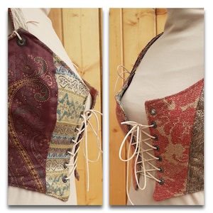 Reversible Corset- Bodice- Short vest - Bustier - Lace up Top, Size 10