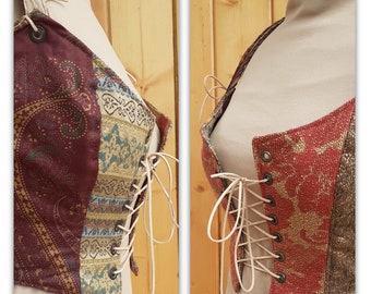 Reversible Corset- Bodice- Short vest - Bustier - Lace up Top, Size 10