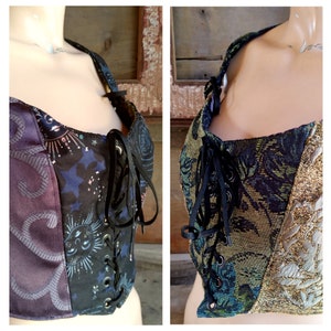 Emerald Green Corset or Black Bodice ,  Steampunk Vest, Reversible 2 in 1, Renaissance Bodice, Size 6