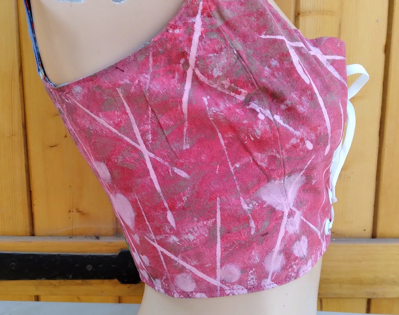 Pink Corset, Bodice, Bustier, Vest, Boho, Gypsy , Size 0 image 4