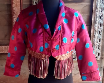 Maroon, Turquoise Bolero, Short Jacket, Shrug