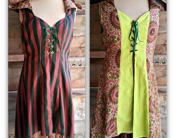 Striped Huntress Coat, African print fabric, Large Size.